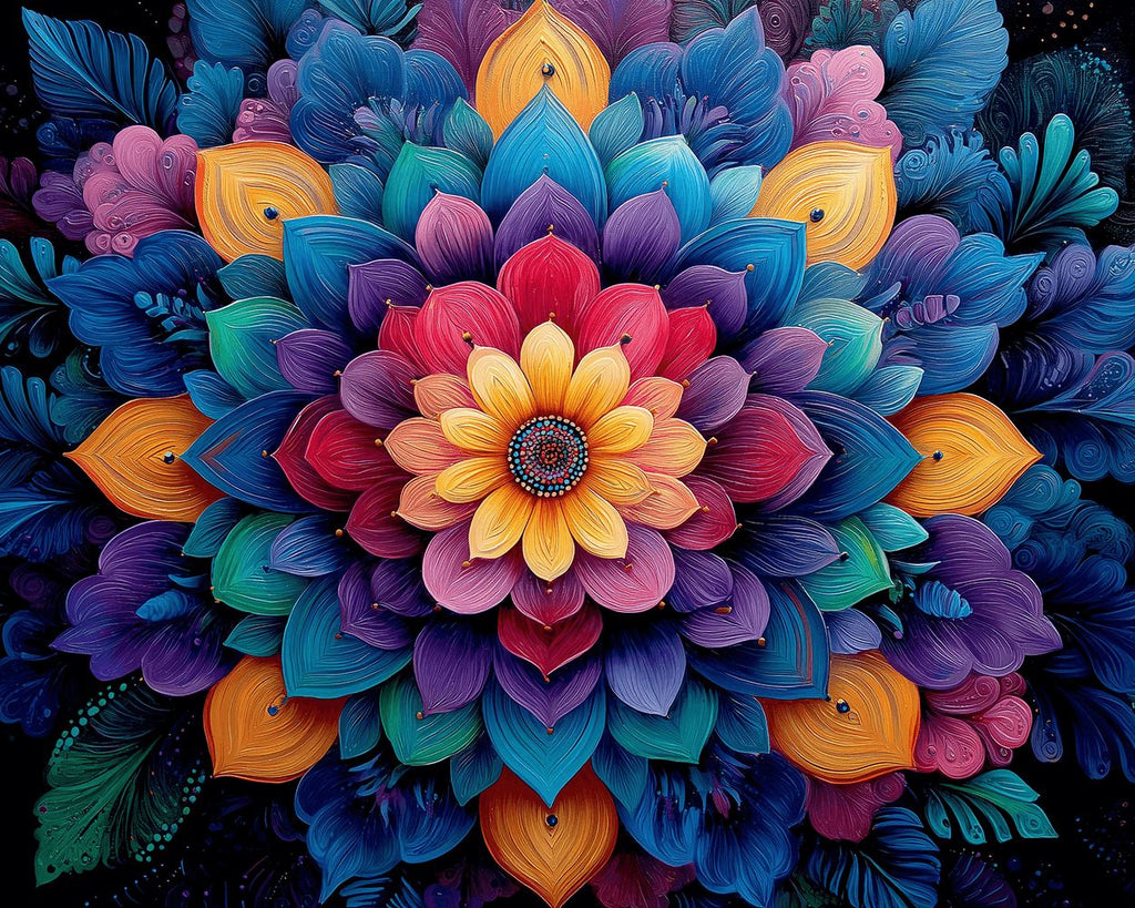 A Multi-Layered Lotus Mandala with Rich Colors Paint by Numbers