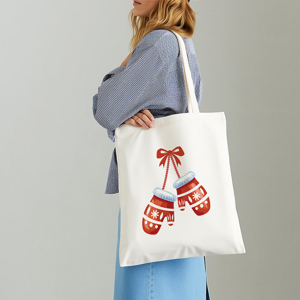 A Pair of Christmas Gloves Canvas Tote Bag Paint by Numbers