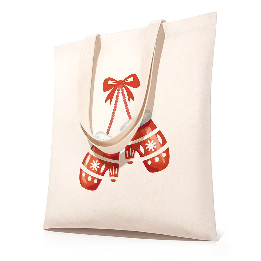 A Pair of Christmas Gloves Canvas Tote Bag Paint by Numbers