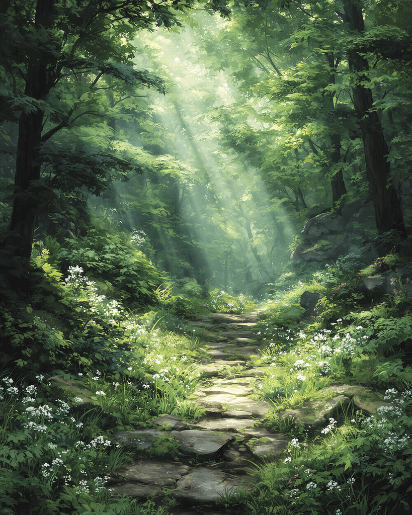 A Path in the Sunny Forest Paint by Numbers