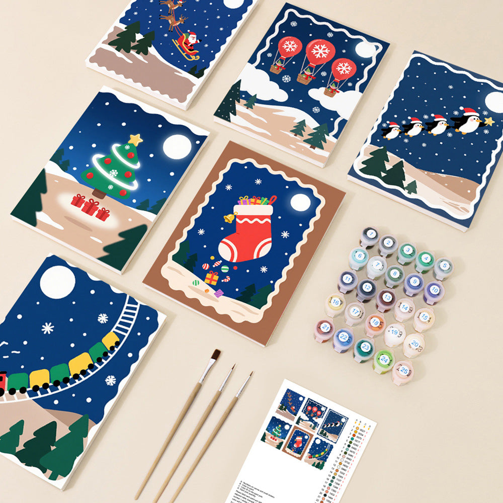 A Quiet Christmas Night 6 Pieces Mini Paint by Numbers