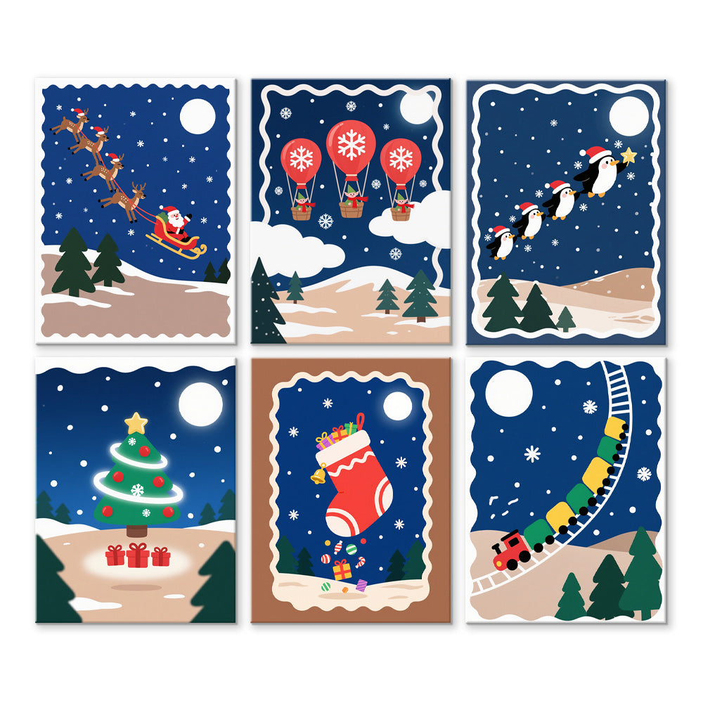 A Quiet Christmas Night 6 Pieces Mini Paint by Numbers