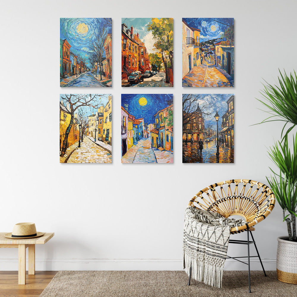 A Van Gogh-Style Town 6 Pieces Mini Paint by Numbers