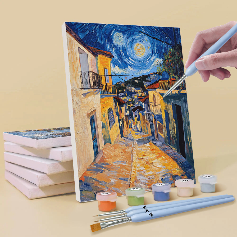 A Van Gogh-Style Town 6 Pieces Mini Paint by Numbers