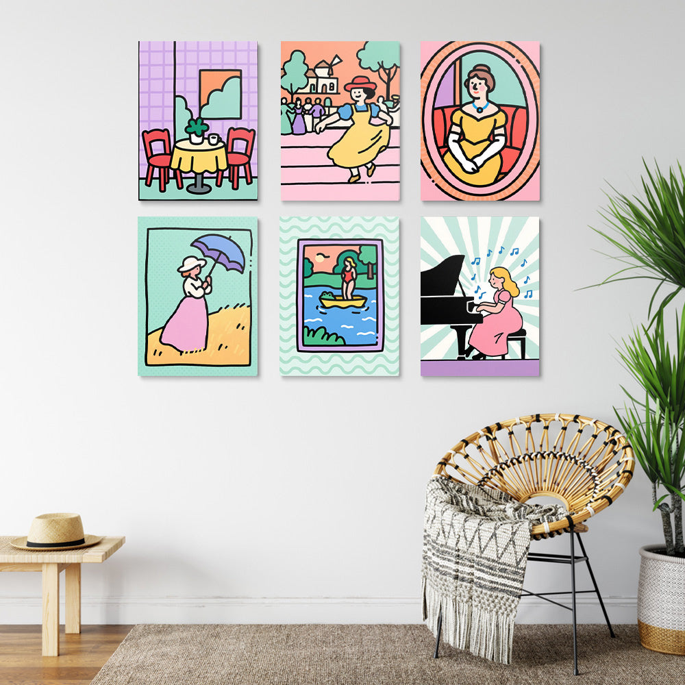 A Versatile and Exquisite Girl 6 Pieces Mini Paint by Numbers