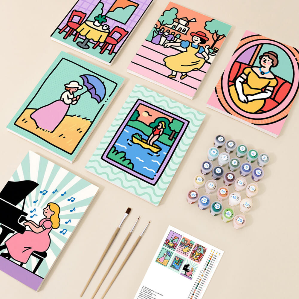 A Versatile and Exquisite Girl 6 Pieces Mini Paint by Numbers