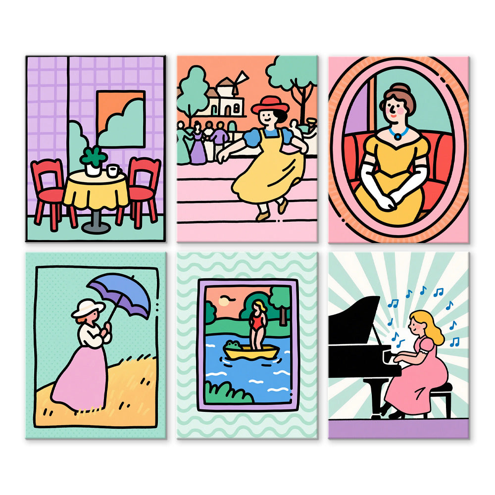 A Versatile and Exquisite Girl 6 Pieces Mini Paint by Numbers