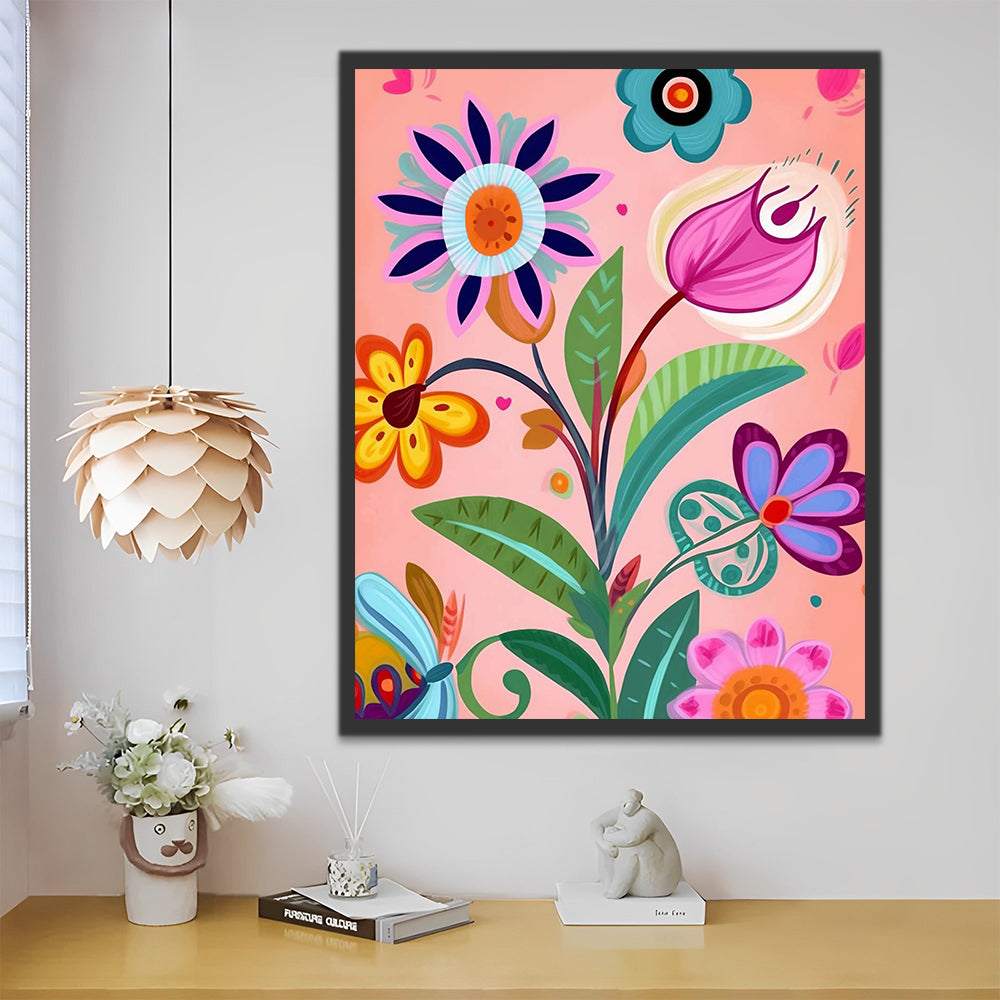 Abstract Cartoon Flowers Paint by Numbers for Kids