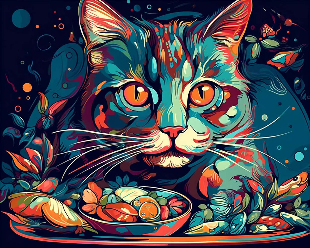 Abstract Colorful Cat Paint by Numbers