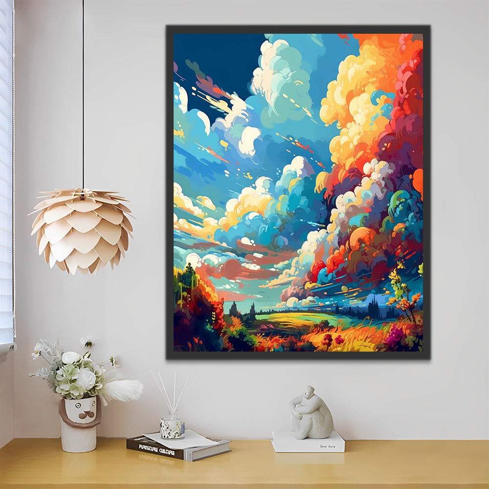 Abstract Colorful Clouds Paint by Numbers