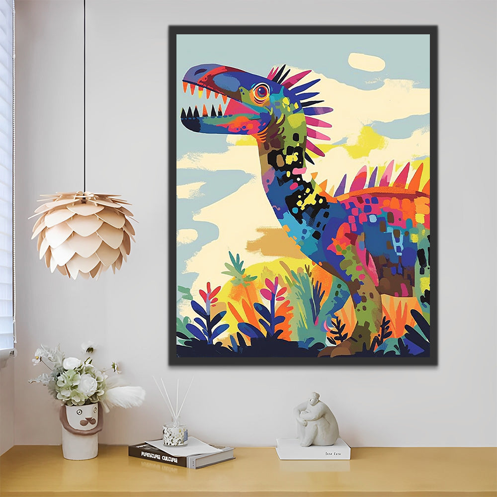 Abstract Colorful Dinosaur Paint by Numbers