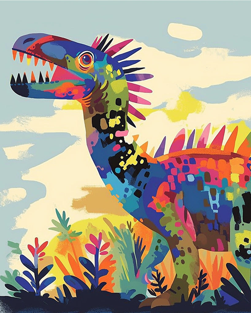 Abstract Colorful Dinosaur Paint by Numbers