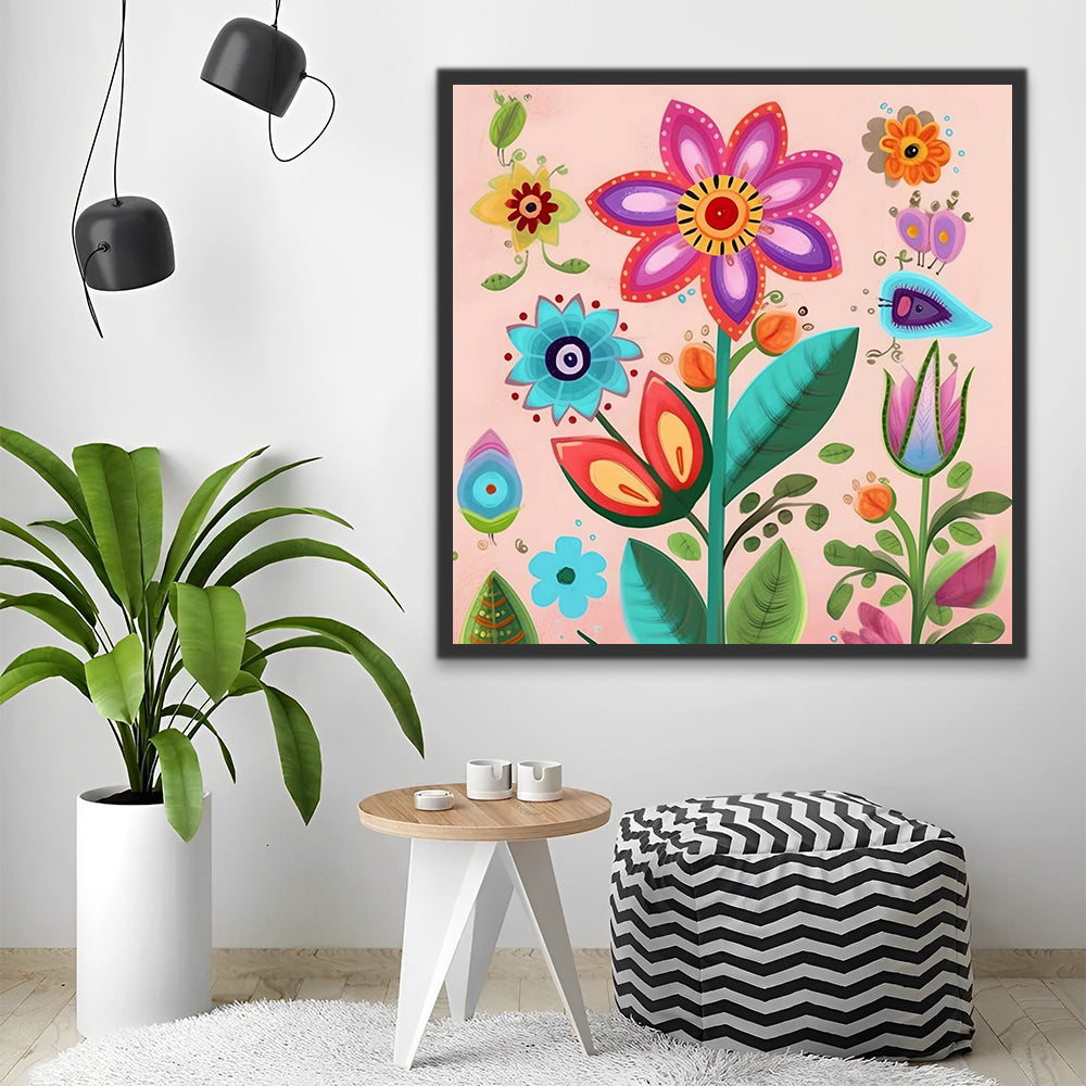 Abstract Colorful Flowers Paint by Numbers for Kids