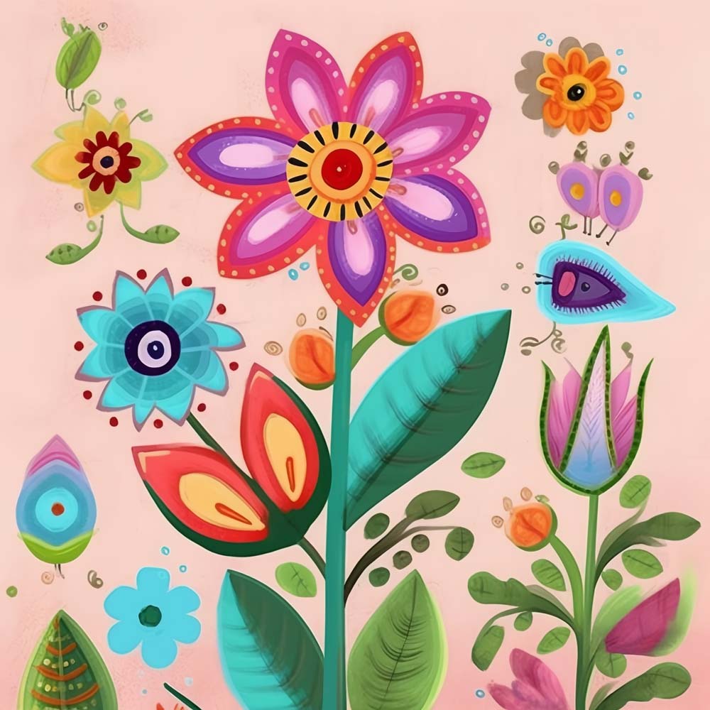 Abstract Colorful Flowers Paint by Numbers for Kids