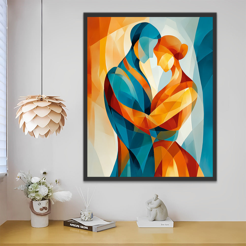 Abstract Couple Hugging Paint by Numbers