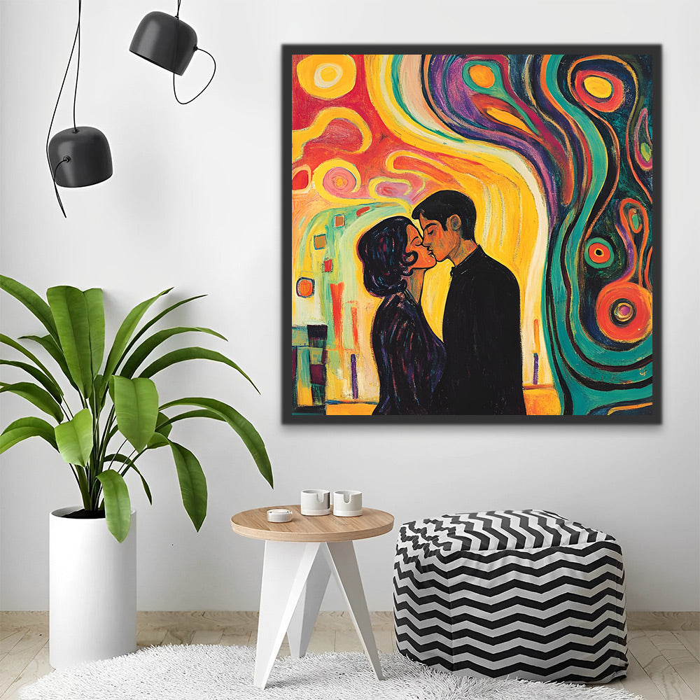 Abstract Couple Kissing Paint by Numbers