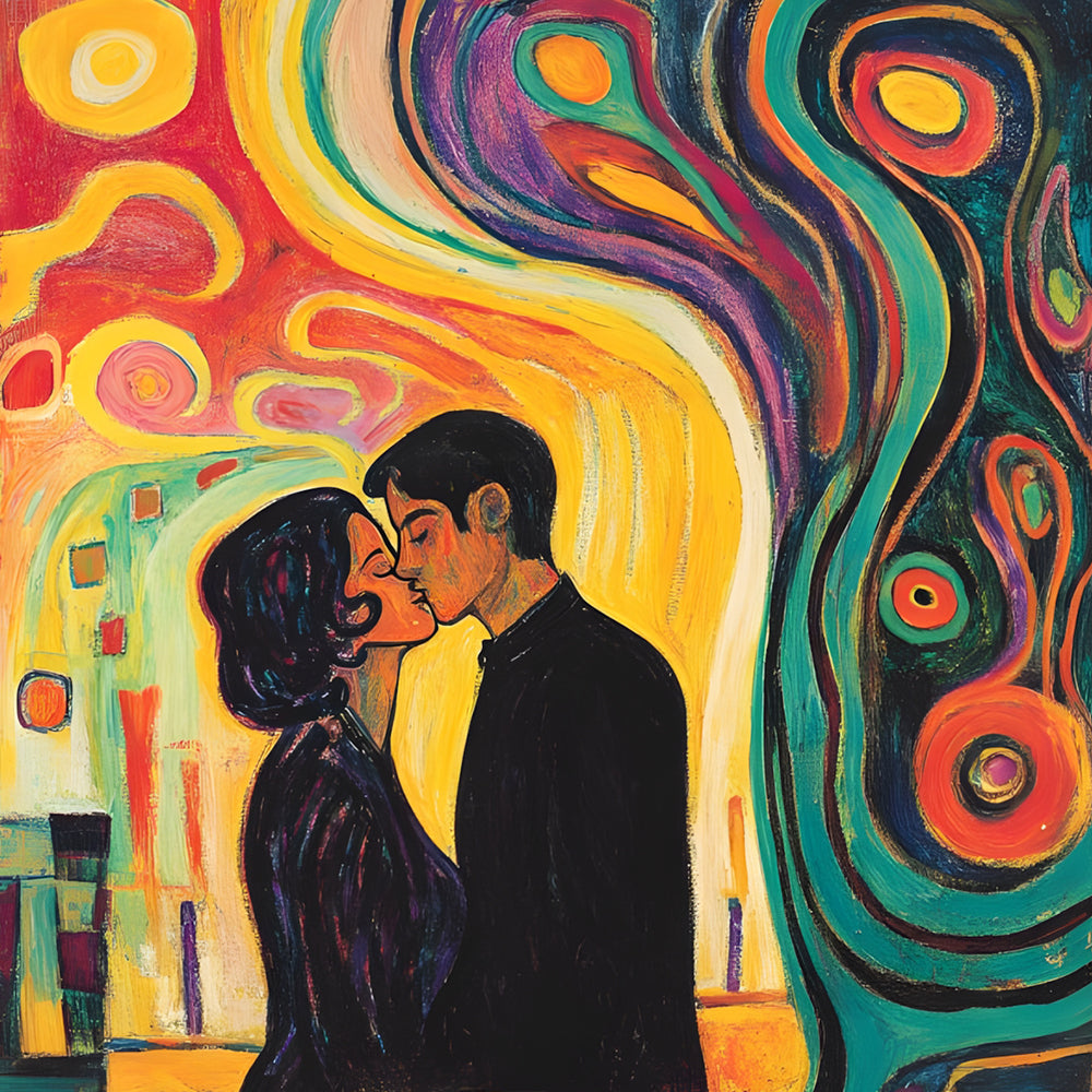 Abstract Couple Kissing Paint by Numbers