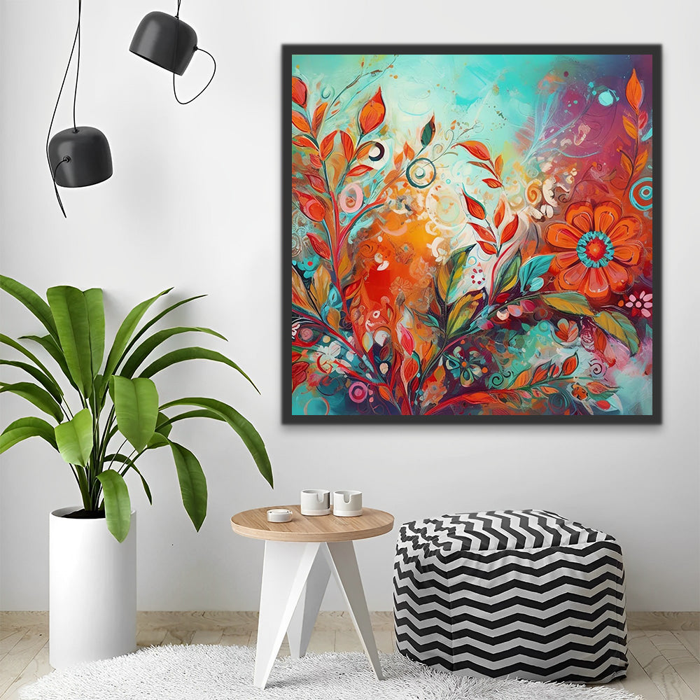Abstract Flowers and Leaves Paint by Numbers