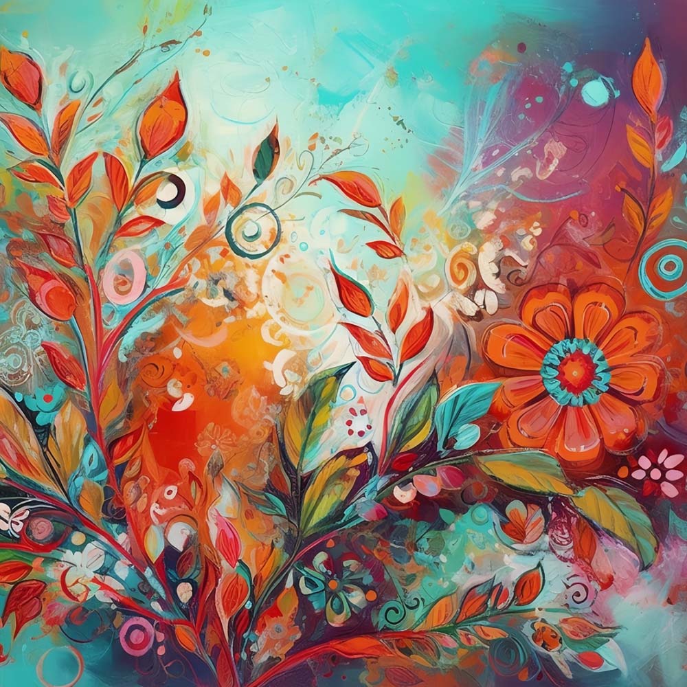 Abstract Flowers and Leaves Paint by Numbers
