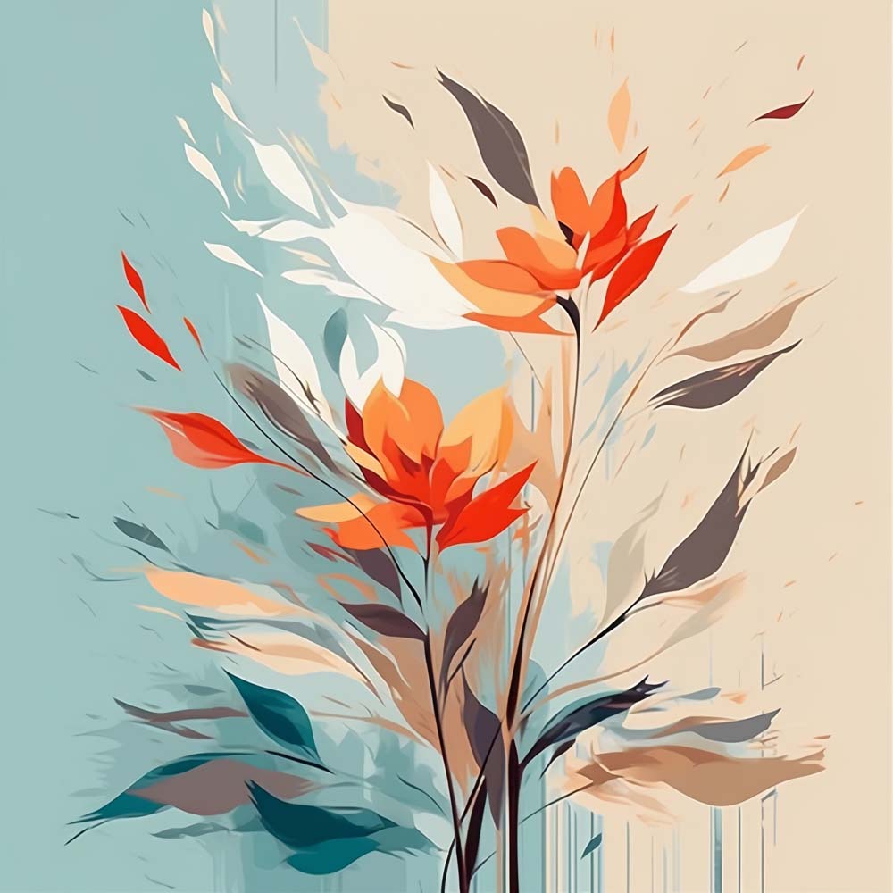 Abstract Flowers and Leaves Paint by Numbers