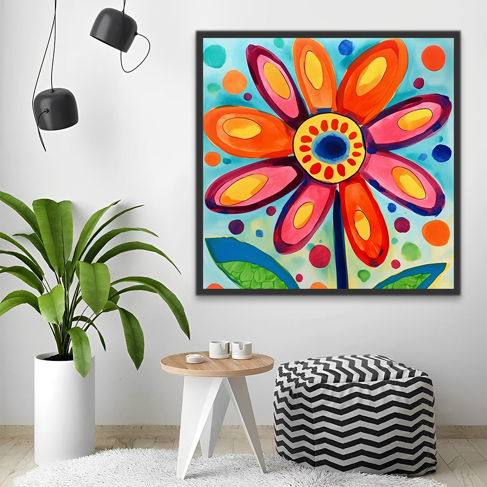 Abstract Little Flower in Oil Painting Style Paint by Numbers for Kids