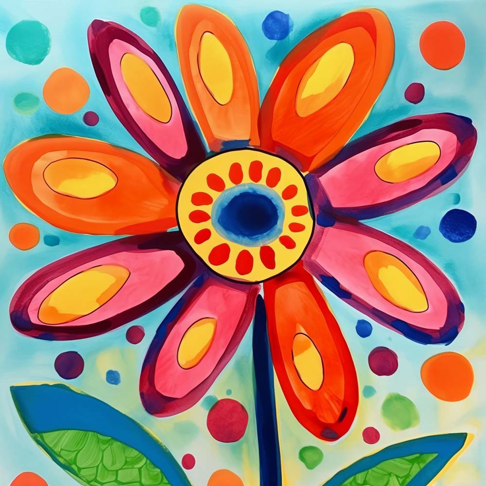 Abstract Little Flower in Oil Painting Style Paint by Numbers for Kids