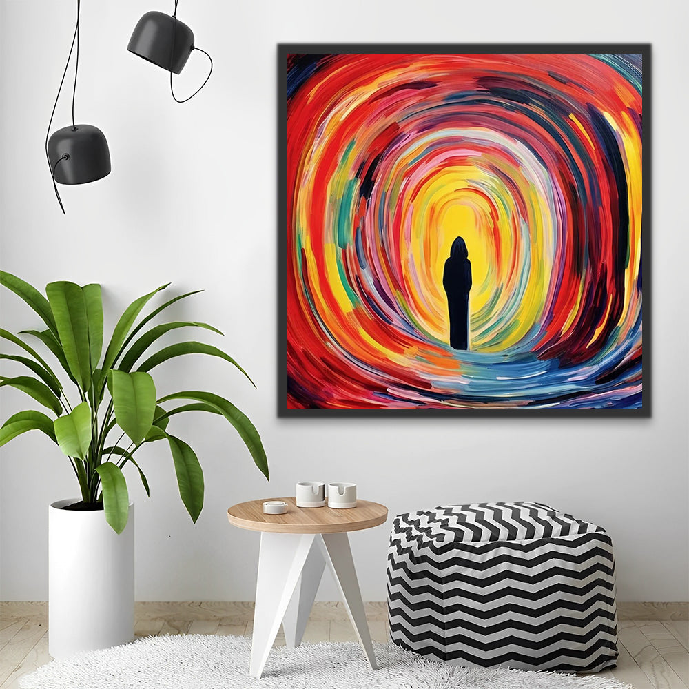 Abstract Man in Black on a Colorful Background Paint by Numbers