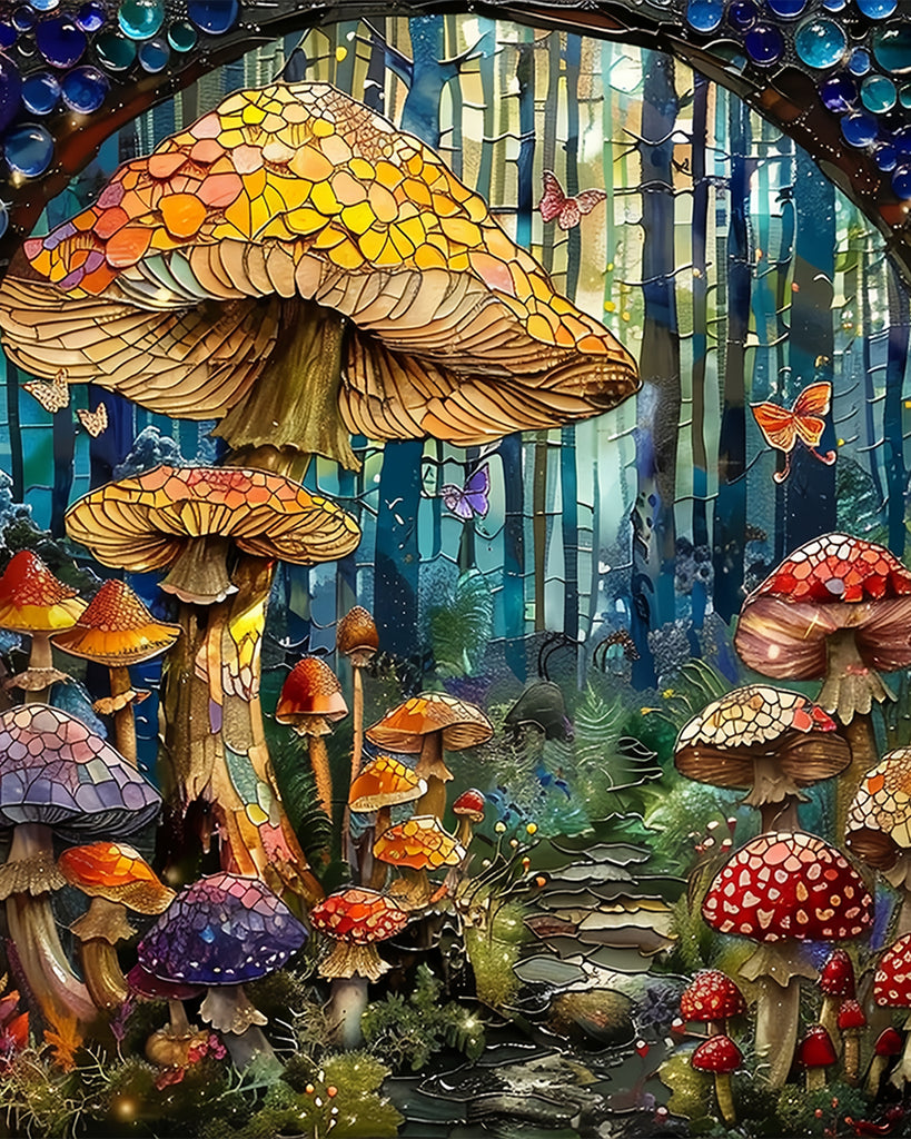 Abstract Mushrooms in the Forest Paint by Numbers