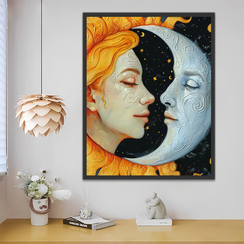 Abstract Sun and Moon Woman Paint by Numbers