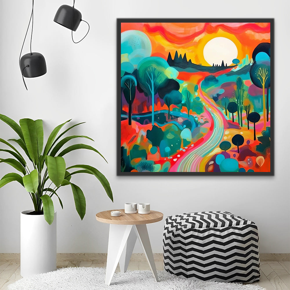 Abstract Sun and Trees Paint by Numbers for Kids