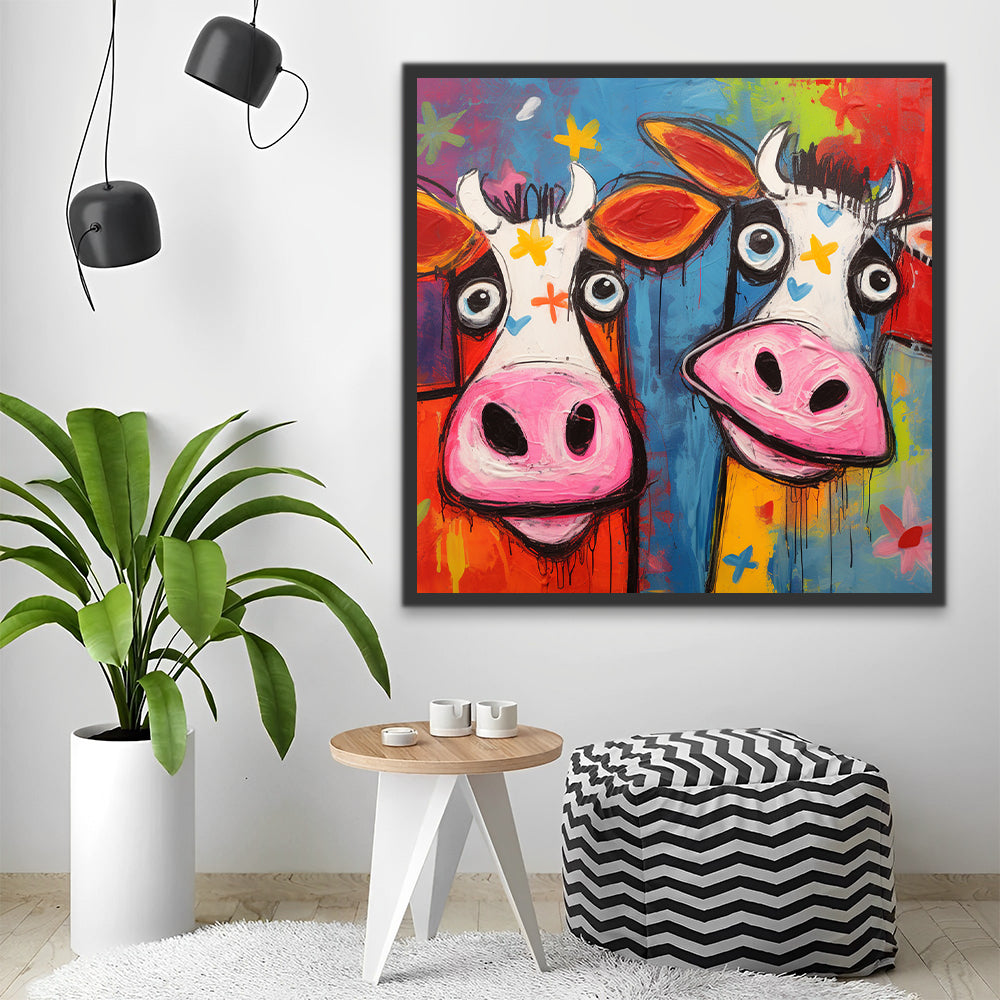 Abstract Watercolor Cows Paint by Numbers