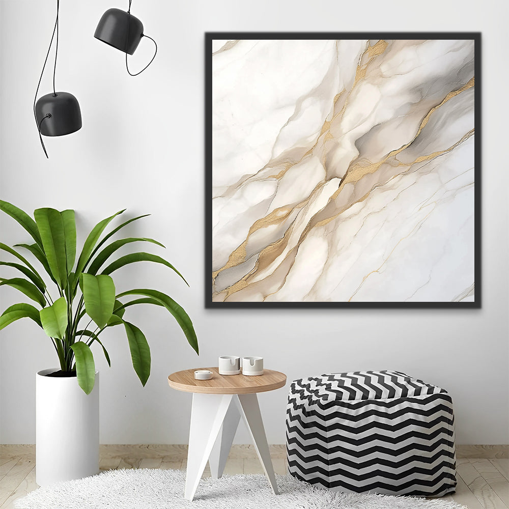 Abstract White and Gold Paint by Numbers