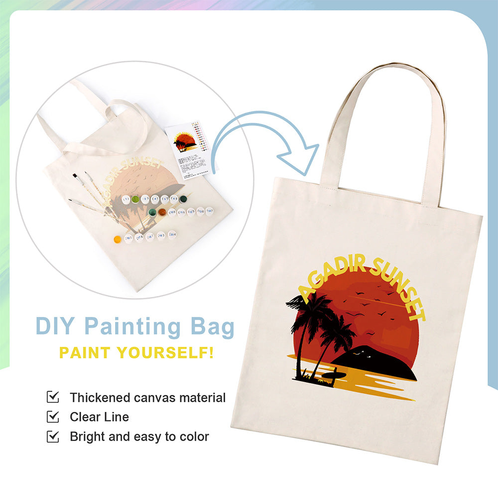 Agadir Sunset Canvas Tote Bag Paint by Numbers