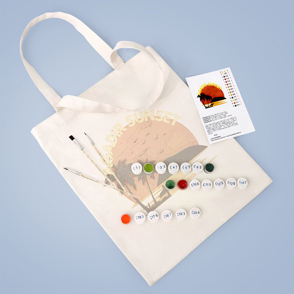 Agadir Sunset Canvas Tote Bag Paint by Numbers