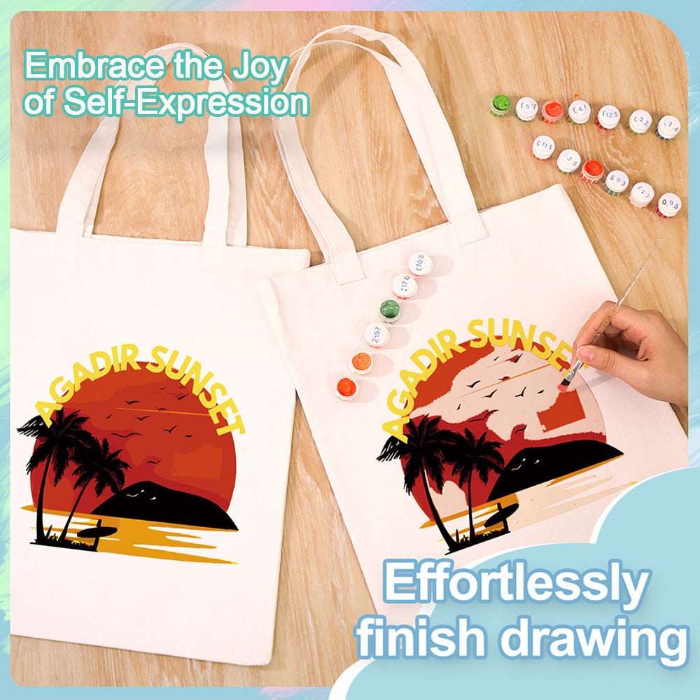 Agadir Sunset Canvas Tote Bag Paint by Numbers