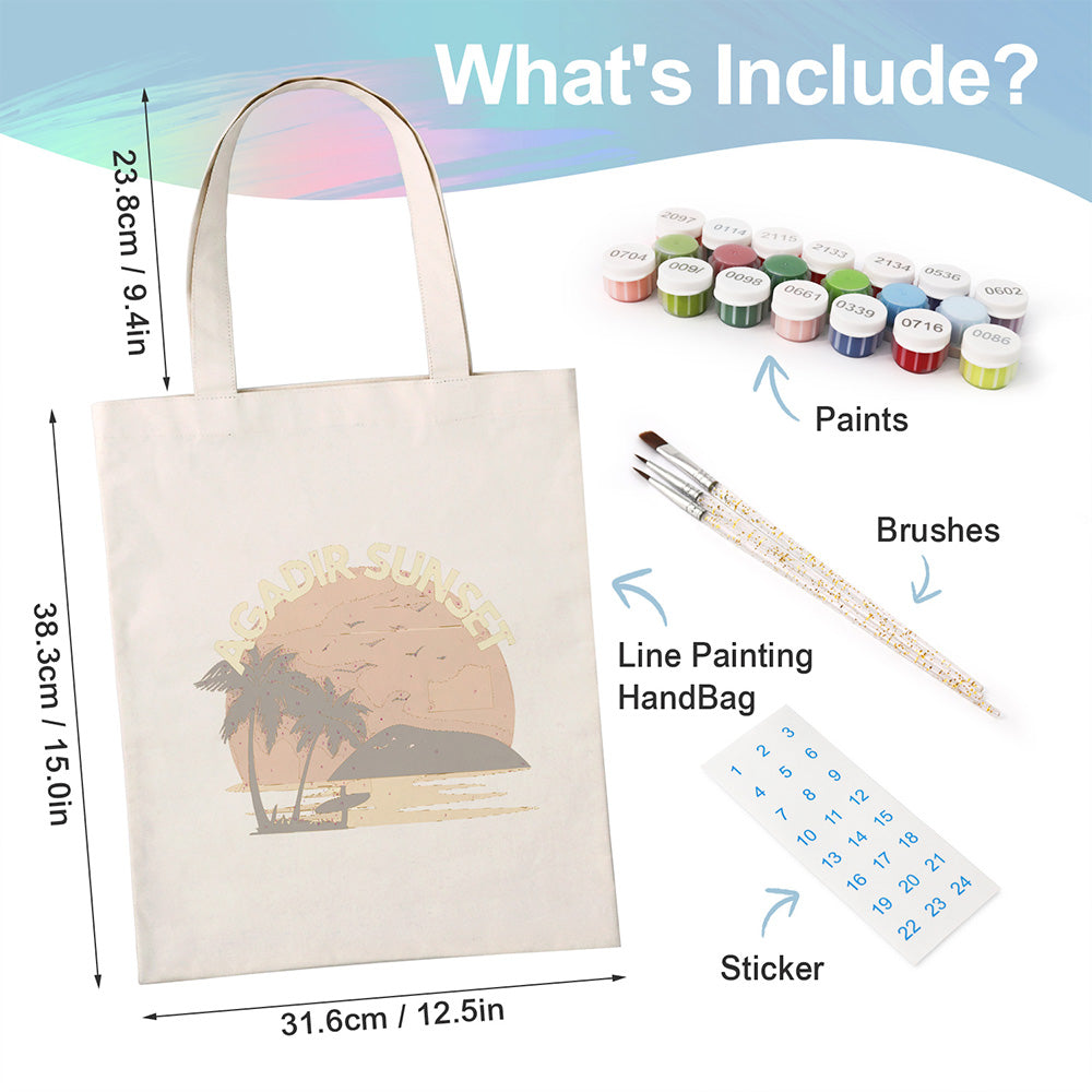 Agadir Sunset Canvas Tote Bag Paint by Numbers