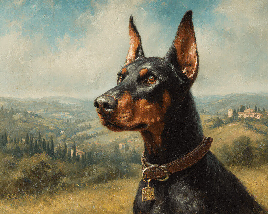 Alert Doberman Pinscher in the Countryside Paint by Numbers