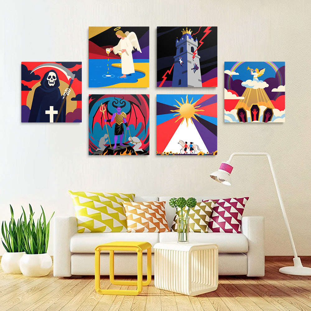 Angels and Death 6 Pieces Mini Paint by Numbers