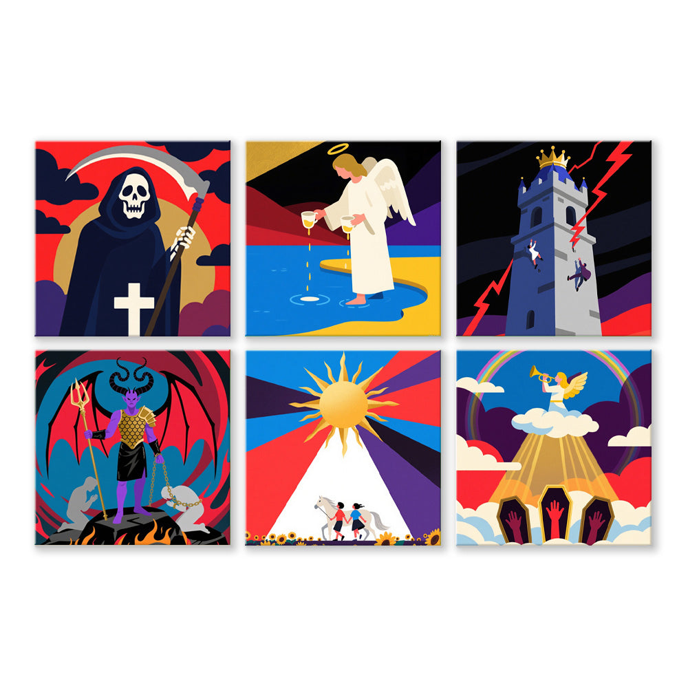 Angels and Death 6 Pieces Mini Paint by Numbers