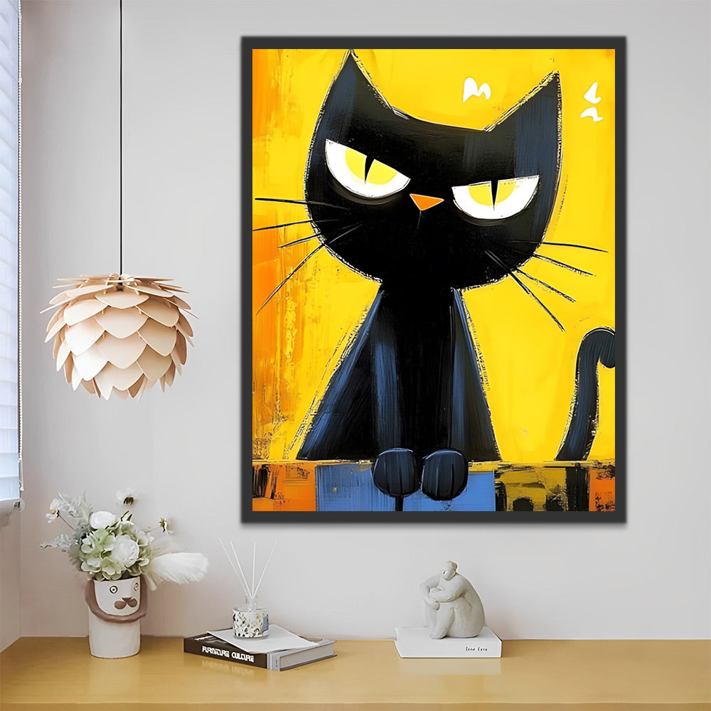 Angry Cartoon Black Cat Paint by Numbers