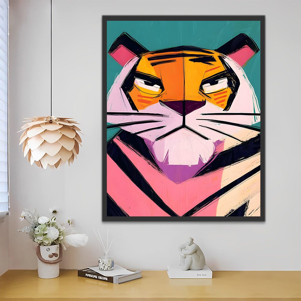 Angry Cartoon Tiger Paint by Numbers