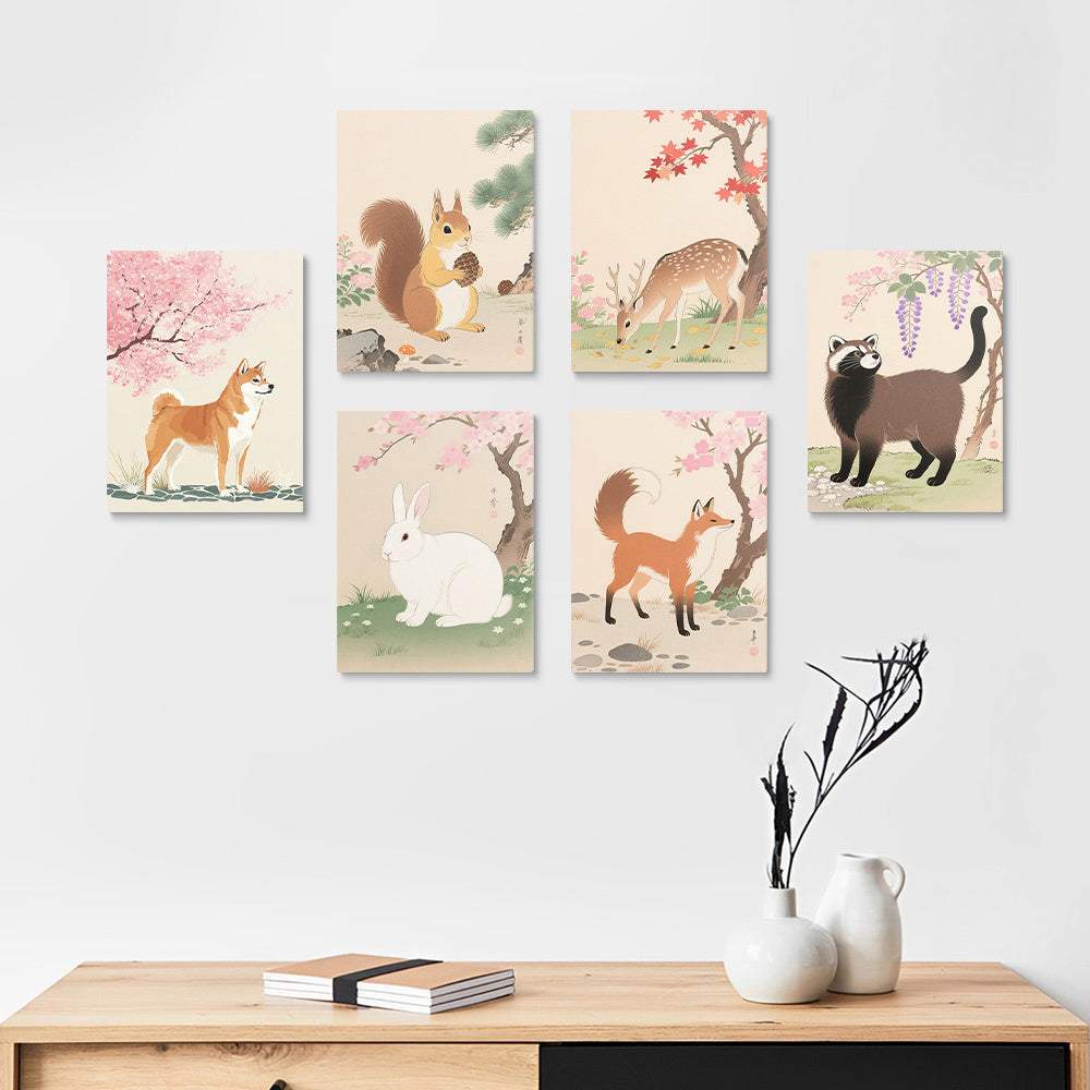 Animals under the Blossoming Trees 6 Pieces Mini Paint by Numbers