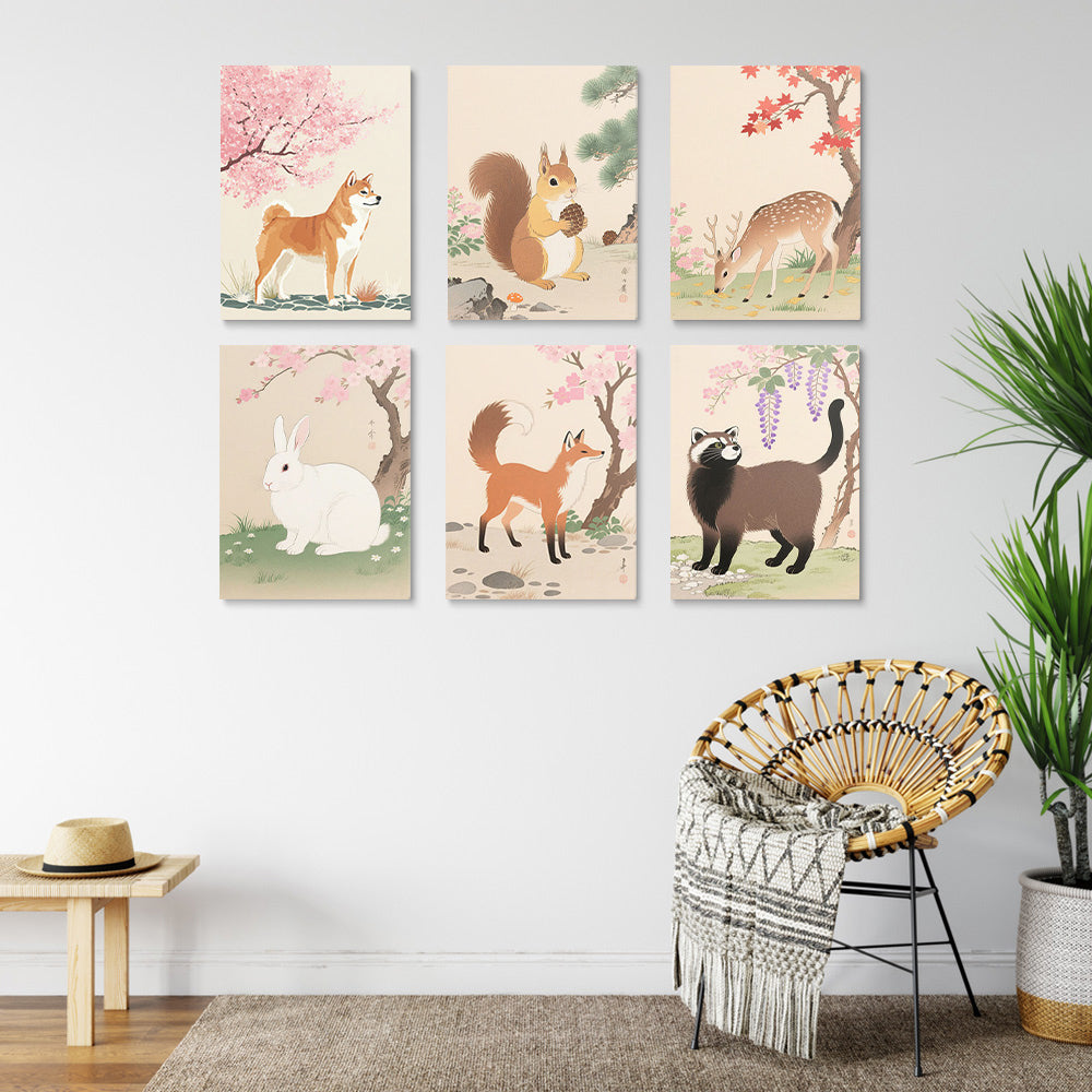 Animals under the Blossoming Trees 6 Pieces Mini Paint by Numbers