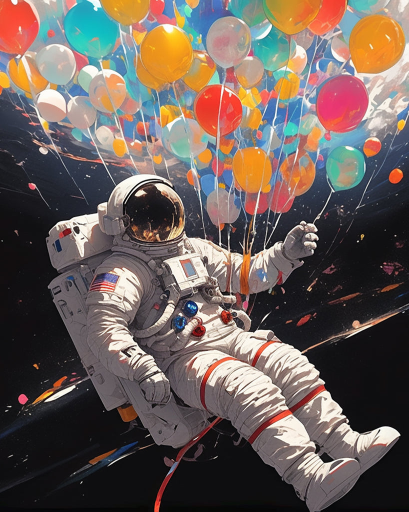 Astronaut and Balloons Paint by Numbers