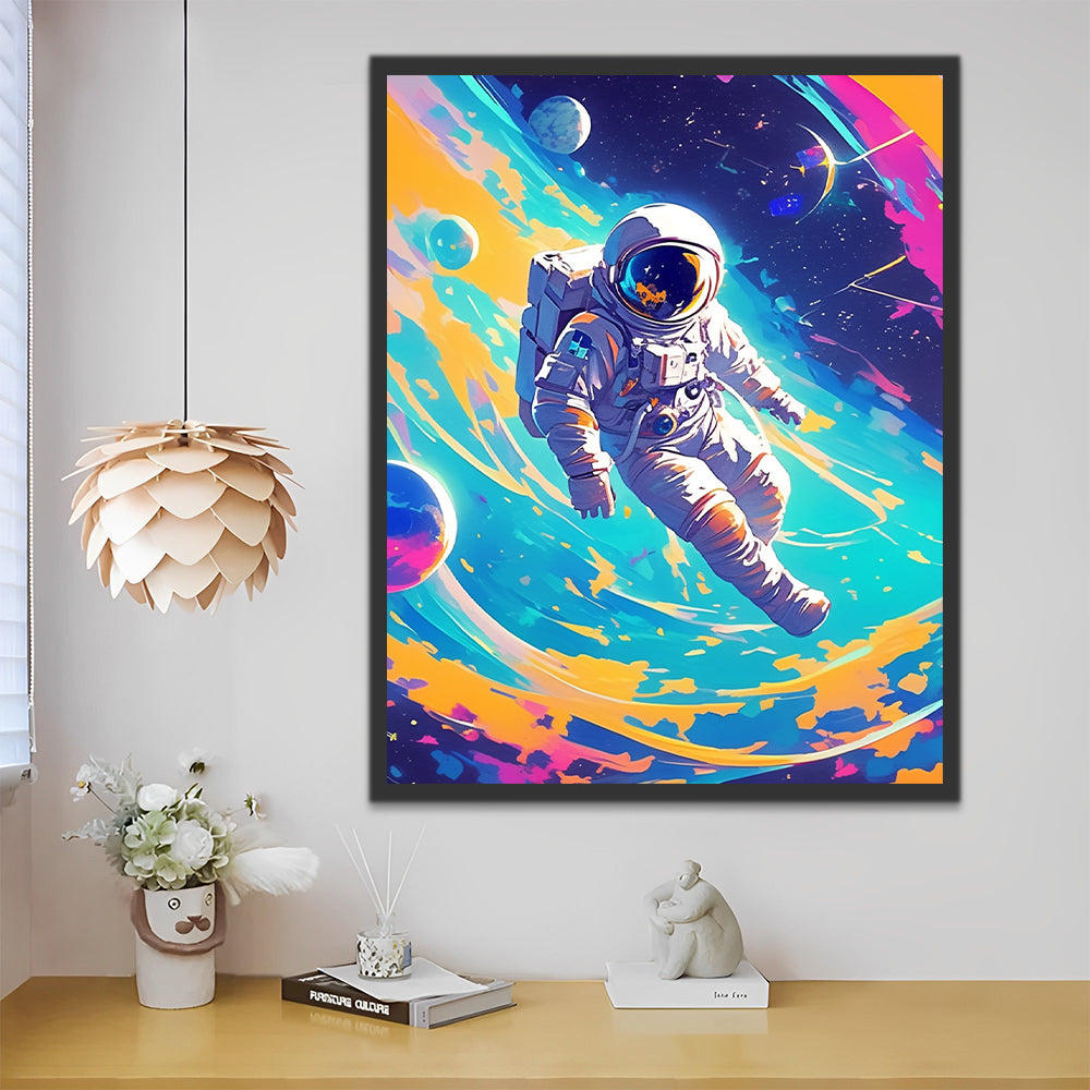 Astronaut and Colorful Space Paint by Numbers