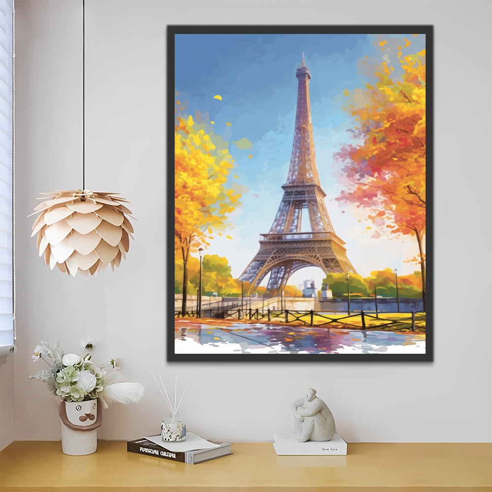 Autumn Eiffel Tower Paint by Numbers