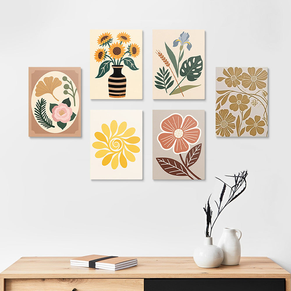 Autumn Flowers and Leaves 6 Pieces Mini Paint by Numbers