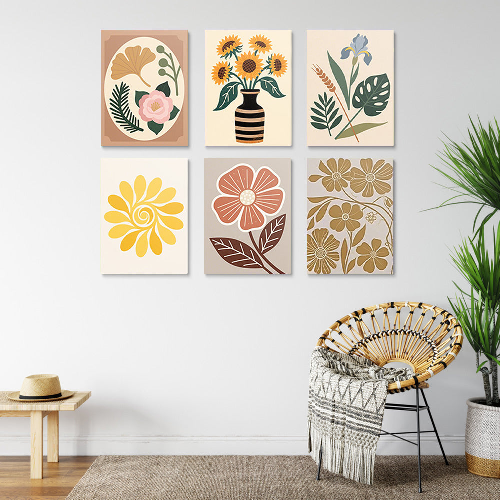 Autumn Flowers and Leaves 6 Pieces Mini Paint by Numbers