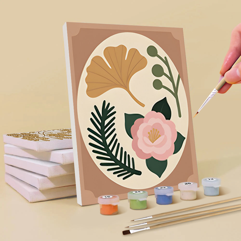 Autumn Flowers and Leaves 6 Pieces Mini Paint by Numbers