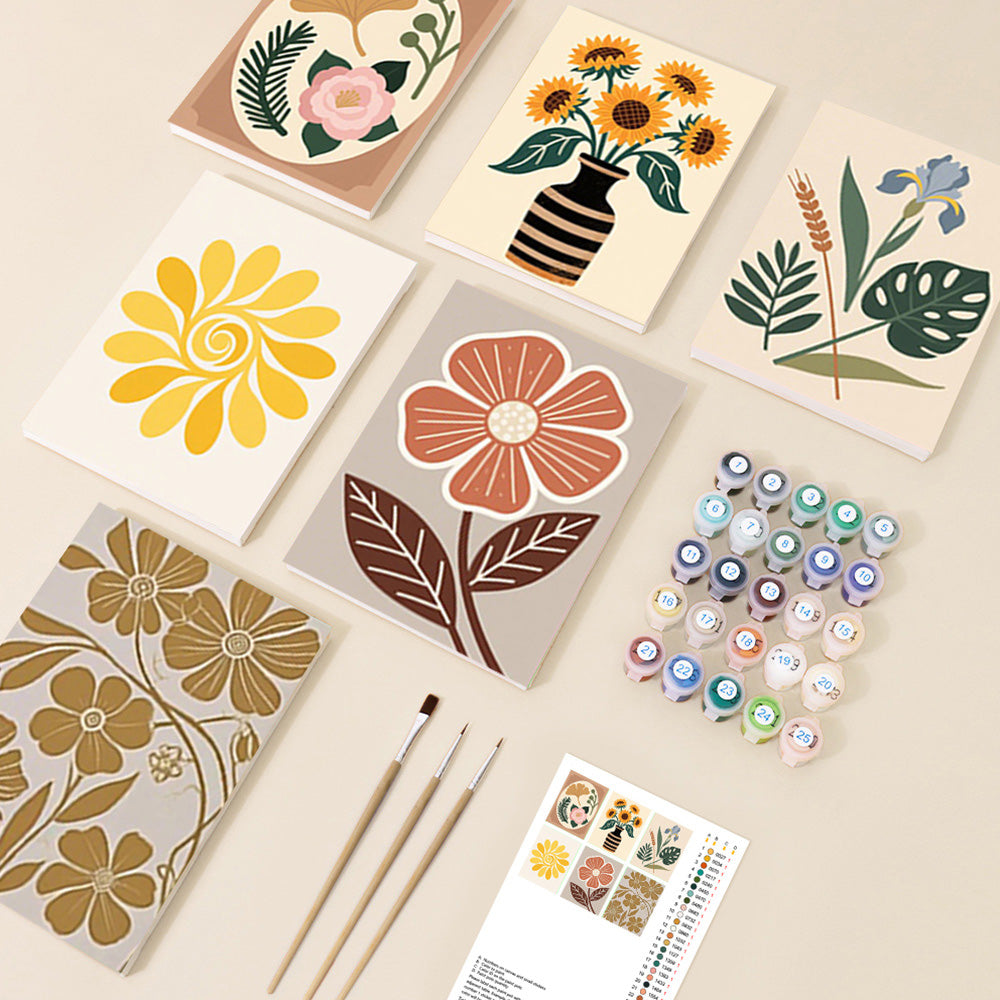 Autumn Flowers and Leaves 6 Pieces Mini Paint by Numbers